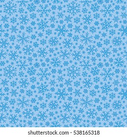 Hand drawn winter sketch snowflakes seamless pattern. Backdrop for Christmas, Noel, New Year design. Decorative background for fabric, textile, wrapping paper, card, invitation, wallpaper, web design