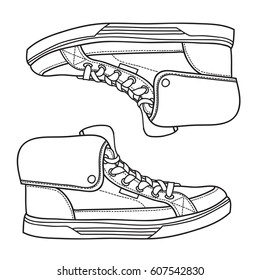 Hand Drawn Pair Sneakers Coloring Page Stock Vector (royalty Free 