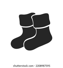 Hand drawn Winter sock icon in doodle sketch lines vector illustration