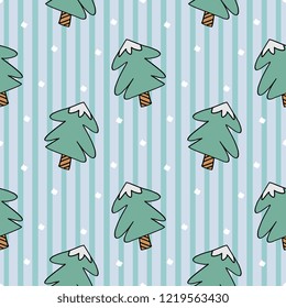 Hand drawn winter tree seamless pattern vector illustration cute childish style.