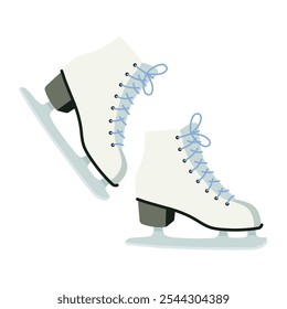 Hand drawn winter white figure ice skates isolated on white background. Cute and simple drawing. Vector illustration