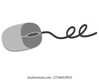 Ratón de computadora con cable dibujado a mano