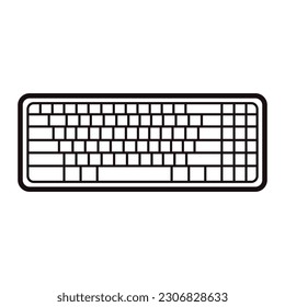 Hand Drawn wireless keyboard in doodle style isolated on background