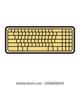 Teclado inalámbrico de mano dibujado en estilo doodle aislado en segundo plano