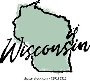 Hand Drawn Wisconsin State Sketch Design