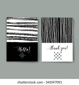 Hand drawn wish card. Background with stripes. Vector.