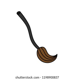 Hand drawn witch broom vector illustration. Halloween, magical broom icon, isolated.
