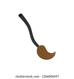 Hand drawn witch broom vector illustration. Halloween, magical broom icon, isolated.