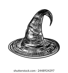 hand drawn witch hat cap Halloween design 