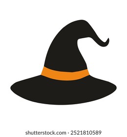 Hand drawn witch hat icon. Vector illustration.