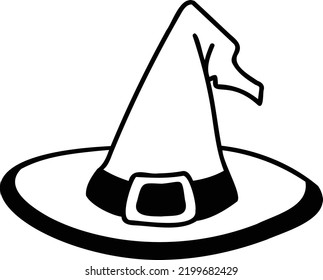 Ilustración de sombrero de bruja de mano dibujada aislada en segundo plano