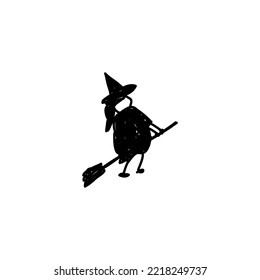 Hand drawn witch icon, simple doodle icon