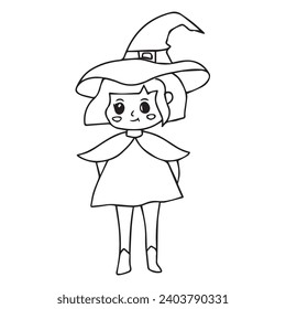 hand drawn witch kids coloring book. broom, magic