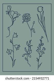 Hand drawn witchcraft items and mythical elements in boho, aztec style. Modern, trendy colors, minimalism art, vector illustration.