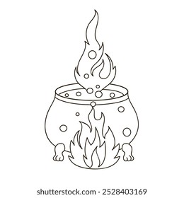 Hand drawn witch's cauldron for Halloween. Handmade, isolate on a white background. Vector