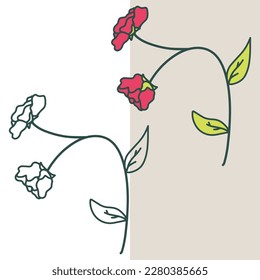 Hand drawn withered flower vector illustration