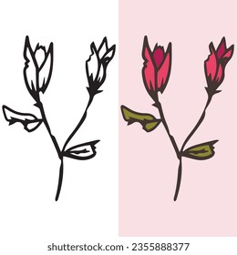 Hand drawn withered flower vector illustration