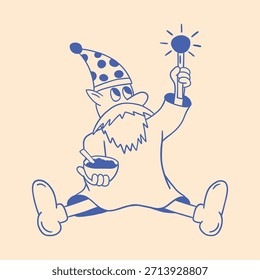 handgezeichnete Zauberer Zeichentrickfigur 