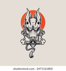 hand drawn wolf character logo, in japanese style