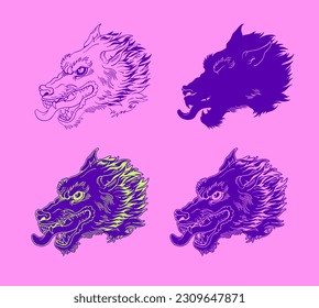 hand drawn wolf head illustration