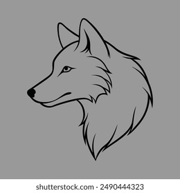 Hand drawn wolf head silhouette