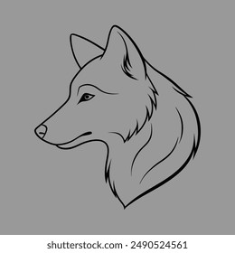 Hand drawn wolf head silhouette