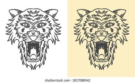 hand drawn wolf head vector illustration. wolf head vector.