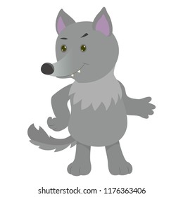 Hand drawn wolf. Natural colors. Collection of vector hand drawn elements. Illustration
