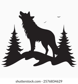 Hand drawn Wolf Tree silhouette
