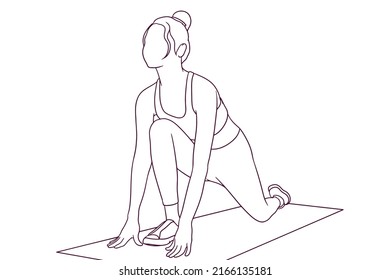 hand drawn woman doing fitness illustration