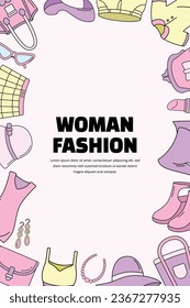 Hand Drawn Woman Fashion Frame Background