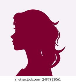Hand drawn woman head silhouette vector illustration