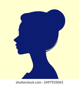 Hand drawn woman head silhouette vector illustration