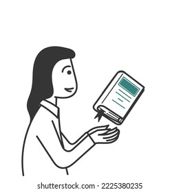 hand drawn woman hand holding book illustration vector