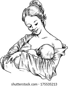 hand drawn woman hugging and feeding your baby