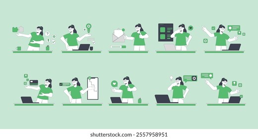 Hand Drawn Woman Programming Illustration