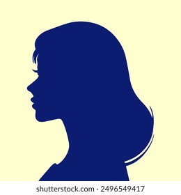 Hand drawn woman silhouette illustration. Beautiful woman head silhouette. Woman profile vector illustration