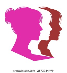 Hand drawn woman silhouette illustration. Beautiful woman head silhouette. Woman profile vector illustration