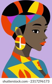 Hand drawn woman vector pattern in Matisse style modern portrait to decorate print wall art, colorful abstraction in cubist and impressionist style