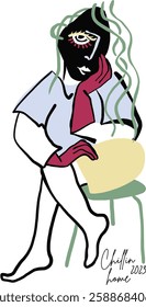hand drawn woman vector soyut 