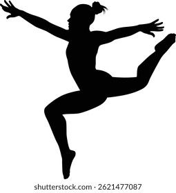 Mão desenhada de mulheres silhueta fazendo ginástica esporte em fundo transparente