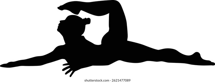 Hand drawn of women silhouette doing gymnastic sport in transparent background