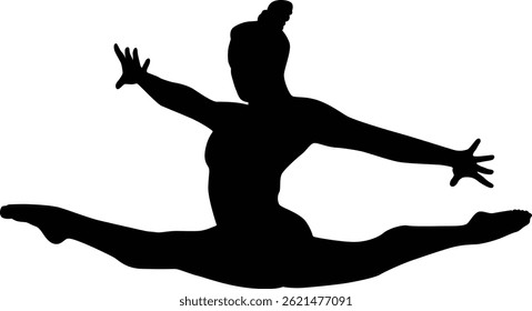 Mão desenhada de mulheres silhueta fazendo ginástica esporte em fundo transparente