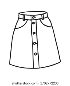 Hand drawn women skirt doodle isolated on white background