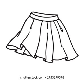 Hand drawn women skirt doodle isolated on white background