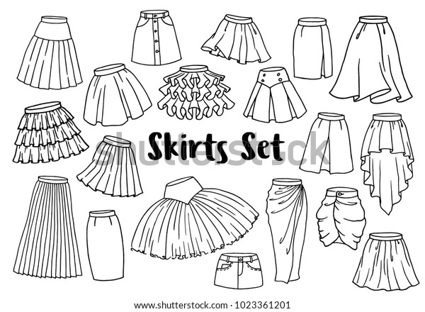 Hand Drawn Women Skirts Set Line Stock Vector (Royalty Free) 1023361201 ...