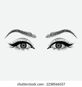 Hand drawn women's eyes vintage