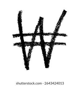 Handgezeichnetes Währungssymbol. Pinsel Strich doodle. Einzelelement für Design