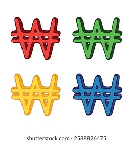 Hand drawn won set Brush stroke doodle Single element for design