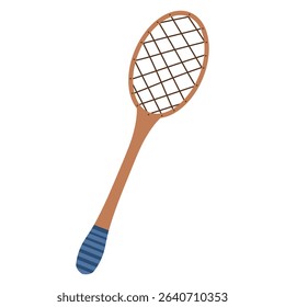 Hand drawn wooden badminton racket vector illustration